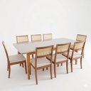 Ver imagem 2 de Mesa com 8 Cadeiras Madeira Maciça Tampo MDF e Vidro Tangará Tiê CabeCasa MadeiraOriginals Bege/Cara