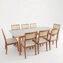 Ver imagem 2 de Mesa com 8 Cadeiras Madeira Maciça Tampo MDF e Vidro Tangará Tiê CabeCasa MadeiraOriginals Bege/Caramelo/Off White/Amêndoa