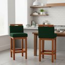Ver imagem 1 de Banqueta Alta de Madeira Aurora Balcão Cozinha Bistro com Encosto Suede Verde