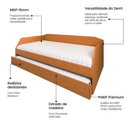 Bicama Cama Auxiliar Americana Luxo em Mdf Resistente Nobre Nature - 2