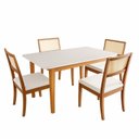 Ver imagem 2 de Mesa com 4 Cadeiras Madeira Maciça Tampo MDF e Vidro Tangará Tiê CabeCasa MadeiraOriginals Bege/Cara