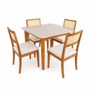 Ver imagem 2 de Mesa com 4 Cadeiras Madeira Maciça Tampo MDF e Vidro Tangará Tiê CabeCasa MadeiraOriginals Bege/Cara