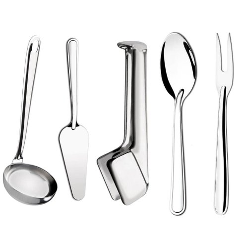 Jogo de 5 Talheres para Servir Conjunto Utensílios Cozinha Taumer Inox