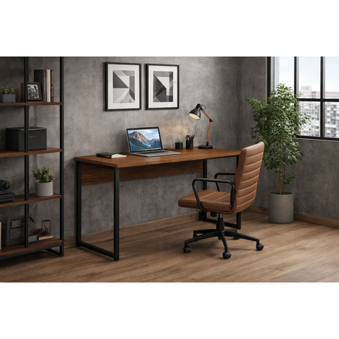 Mesa Multiuso Industrial Aço 100cm Marrom Perfect