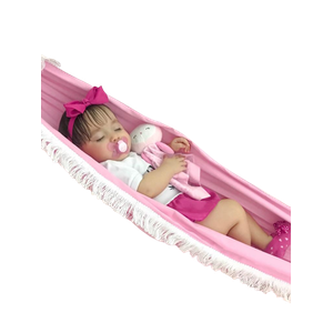 Rede berço bebê infantil brim até 30kg Montessoriana rosa