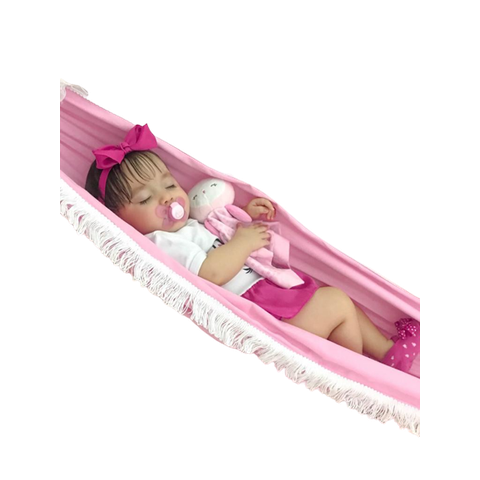 Rede berço bebê infantil brim até 30kg Montessoriana rosa