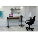 Ver imagem 1 de Mesa para Escritório com Prateleiras Industrial 1.37m Nogal/Preto