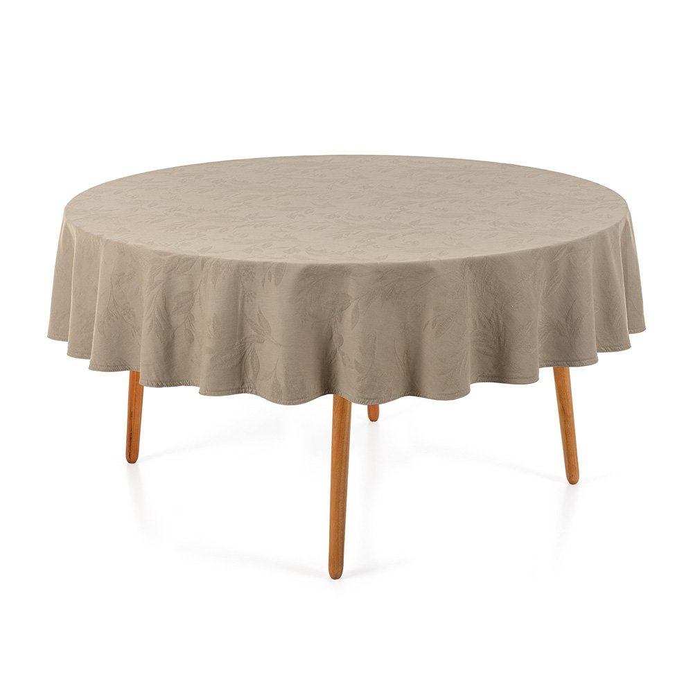 Toalha de Mesa Kasrten Katherine 1,70m Redondo 100% Algodão - Taupe