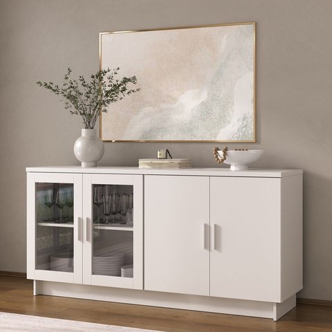 Aparador Buffet 4 Portas 8604 Sala de Jantar Branco