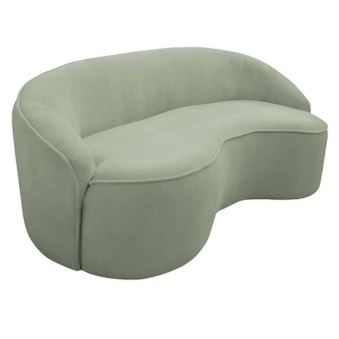 Sofá Curvo Montserrat 230cm 04 Lugares Bouclé Verde Claro - Nexta Casa