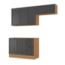 Ver imagem 3 de Cozinha Compacta Planejada 3 Peças 2 Aéreos 1 Balcão Soho CabeCasa MadeiraOriginals Cinza/Freijó/Grafite