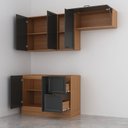Ver mais imagens de Cozinha Compacta Planejada 3 Peças 2 Aéreos 1 Balcão Soho CabeCasa MadeiraOriginals Cinza/Freijó/Grafite