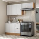 Ver imagem 1 de Cozinha Compacta Planejada 3 Peças 2 Aéreos 1 Balcão Soho CabeCasa MadeiraOriginals Branco/Freijó