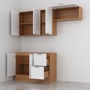Ver mais imagens de Cozinha Compacta Planejada 3 Peças 2 Aéreos 1 Balcão Soho CabeCasa MadeiraOriginals Branco/Freijó