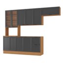 Ver imagem 3 de Cozinha Compacta Planejada 4 Peças 1 Paneleiro Duplo 2 Aéreos 1 Balcão Soho CabeCasa MadeiraOriginals Cinza/Freijó/Grafite