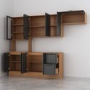 Ver mais imagens de Cozinha Compacta Planejada 4 Peças 1 Paneleiro Duplo 2 Aéreos 1 Balcão Soho CabeCasa MadeiraOriginals Cinza/Freijó/Grafite