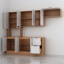 Ver mais imagens de Cozinha Compacta Planejada 4 Peças 1 Paneleiro Duplo 2 Aéreos 1 Balcão Soho CabeCasa MadeiraOriginals Branco/Freijó
