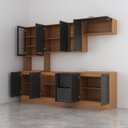 Ver mais imagens de Cozinha Compacta Planejada 5 Peças 1 Paneleiro Duplo 2 Aéreos 2 Balcões Soho CabeCasa MadeiraOriginals Cinza/Freijó/Grafite