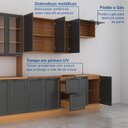 Ver imagem 6 de Cozinha Compacta Planejada 5 Peças 1 Paneleiro Duplo 2 Aéreos 2 Balcões Soho CabeCasa MadeiraOriginals Cinza/Freijó/Grafite