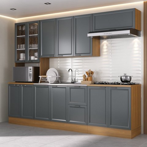 Cozinha Compacta 5 Peças 1 Paneleiro Duplo 2 Aéreos 2 Balcões Soho CabeCasa MadeiraOriginals