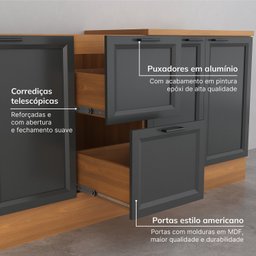 Cozinha Compacta 5 Peças 1 Paneleiro Duplo 2 Aéreos 2 Balcões Soho Cabecasa Madeiramadeira - 7