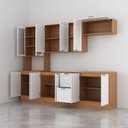 Ver mais imagens de Cozinha Compacta Planejada 5 Peças 1 Paneleiro Duplo 2 Aéreos 2 Balcões Soho CabeCasa MadeiraOriginals Branco/Freijó