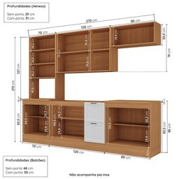 Cozinha Compacta 5 Peças 1 Paneleiro Duplo 2 Aéreos 2 Balcões Soho Cabecasa Madeiramadeira - 5