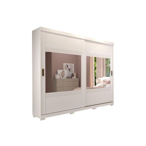 Guarda Roupa Casal 2 Portas de Correr e 4 Gavetas ec/ 2 Espelhos e Pés Blumenau Branco - Panan