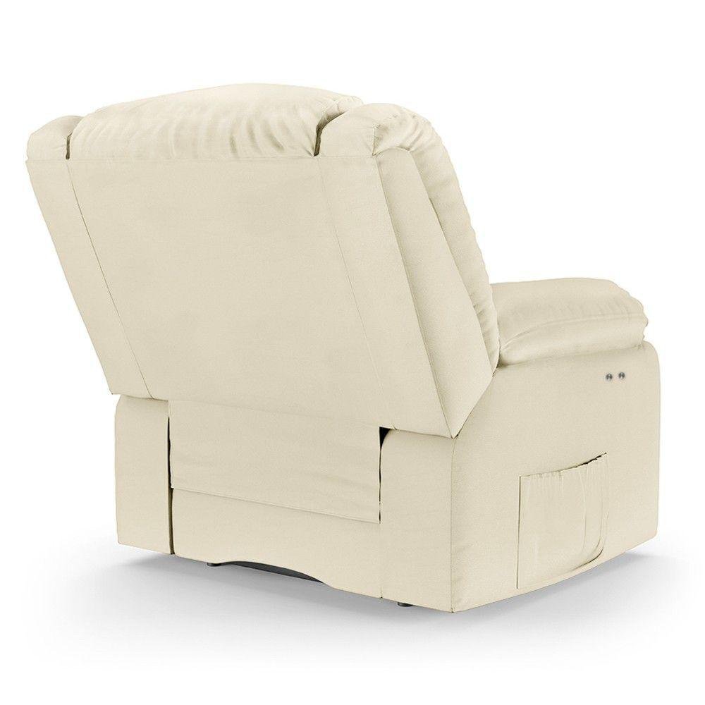 Poltrona do Papai Reclinável Pietra Power Touch Massagem Fh9 Pu Bege - Mpozenato - 6