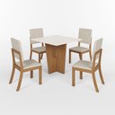 Ver imagem 2 de Conjunto Sala Jantar Mesa Vértice 90 cm Canto Reto C Vidro 4 Cadeiras Milla Henn