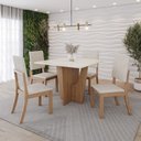 Ver imagem 1 de Conjunto Sala Jantar Mesa Vértice 90 cm Canto Reto C Vidro 4 Cadeiras Milla Henn