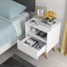 Mesa De Cabeceira Retrô Pés Madeira Maciça Grécia - Branco - 2