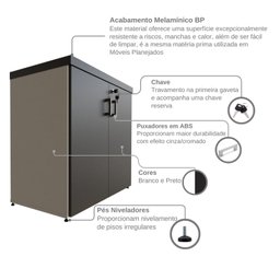 Armário Baixo com 2 Portas para Escritório / Home Office - 9