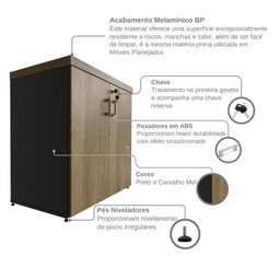Armário Baixo com 2 Portas para Escritório / Home Office - 9