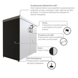 Armário Baixo com 2 Portas para Escritório / Home Office - 9