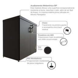 Armário Baixo com 2 Portas para Escritório - 9