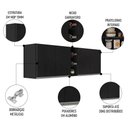 Ver imagem 2 de Kit 2 Armários Aéreos Califórnia 80cm e Nicho Garrafeiro 20cm Riad Preto - Lumil