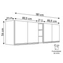 Ver imagem 3 de Kit 2 Armários Aéreos Califórnia 80cm e Nicho Garrafeiro 20cm Riad Preto - Lumil