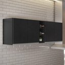 Ver imagem 5 de Kit 2 Armários Aéreos Califórnia 80cm e Nicho Garrafeiro 20cm Riad Preto - Lumil