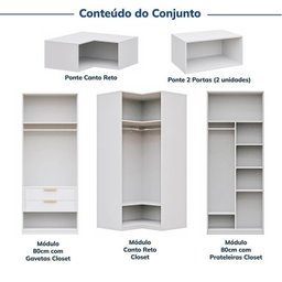 Guarda Roupas Modulado de Canto 6 Peças 6 Portas Jade Cabecasa Madeiramadeira - 5