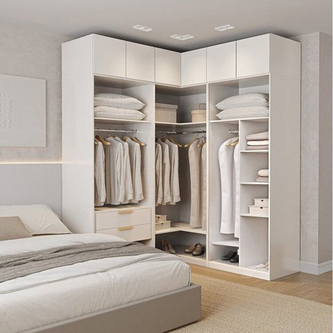 Guarda Roupas Modulado de Canto 6 Peças 6 Portas Jade CabeCasa MadeiraOriginals Branco/Fosco