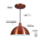 Ver imagem 4 de Pendente Meia Lua 24cm Luminária Lustre Alumínio Cobre Verniz