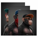 Ver imagem 4 de Kit 3 Quadro Decorativo Gangue Macacos Premium Sala Quarto Qualidade Premium 28x20cm