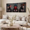 Ver imagem 3 de Kit 3 Quadro Decorativo Gangue Macacos Premium Sala Quarto Qualidade Premium 28x20cm