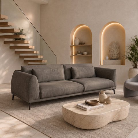 Sofá Living 4 Lugares com Almofadas 250cm Siena