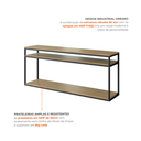 Ver imagem 4 de Rack para TV Industrial em MDF e Ferro 150cm Paris Freijó/Preto