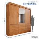 Ver imagem 3 de Guarda-Roupa 3 Portas 9 Gavetas com Espelho Florença Espresso Móveis Marrom/Cinamomo