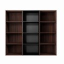 Ver imagem 2 de Estante Livros Escritório 180 cm 12 Nichos Abertos F5 Office Cor:Louro Preto com Preto