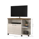 Ver imagem 2 de Rack Th Shop para TV Mármore Off White Canela 90cm MDP com Rodízios Lukaliam Móveis