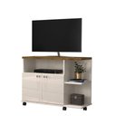 Ver imagem 3 de Rack Th Shop para TV Mármore Off White Canela 90cm MDP com Rodízios Lukaliam Móveis